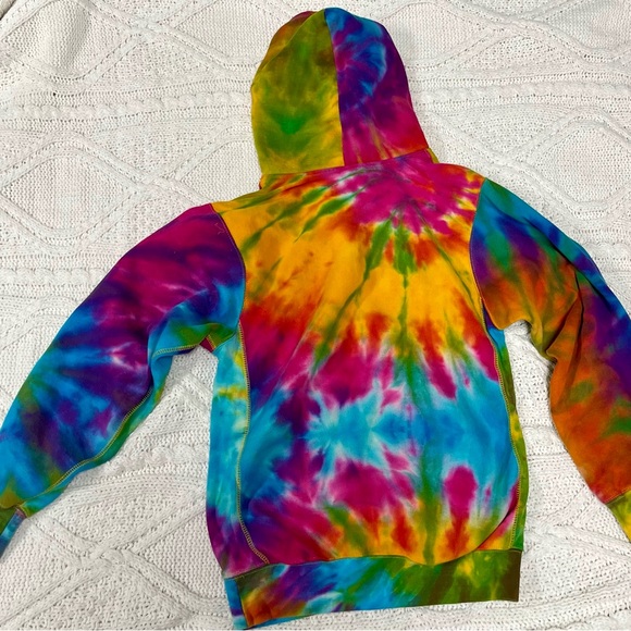 Long Island New York MV Sport Pro-Weave Tie-Dye Hoodie in Rainbow Shades - Picture 3 of 4